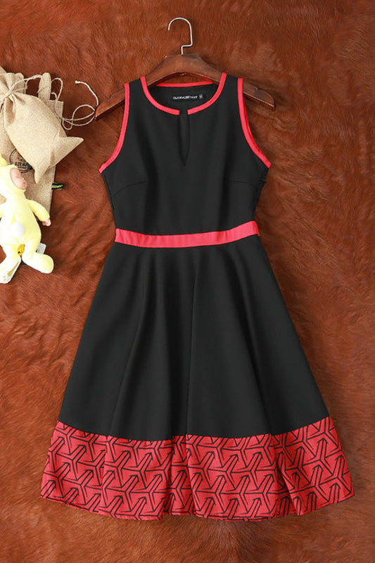 Casual A-line Slim Geometric Totem Hem Dress