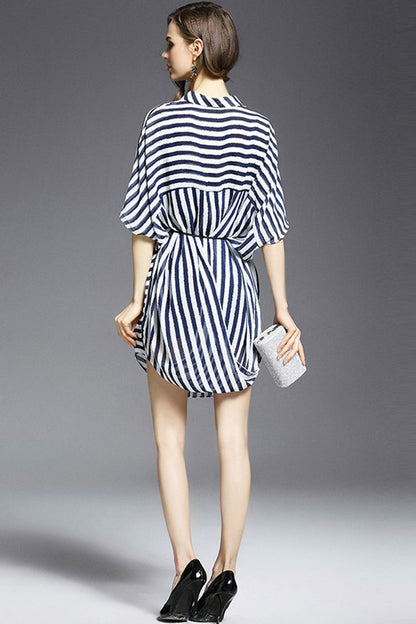 [30% OFF TILL 7 APR] Casual Stripe Irregularity Loose Mini Dress