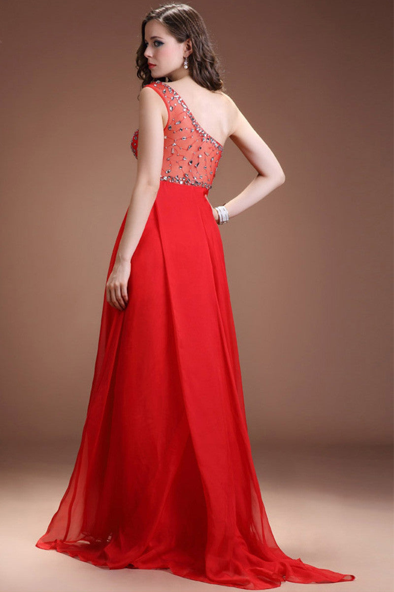Sloping Shoulder Acrylic Beaded  Big Bottom Dress