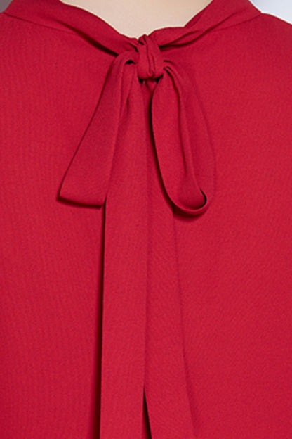 Little Mock Neck Hi-low Back Tied Casual Maxi Dress