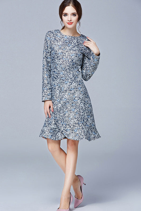 Multi Pattern Ruffle Bottom Dress