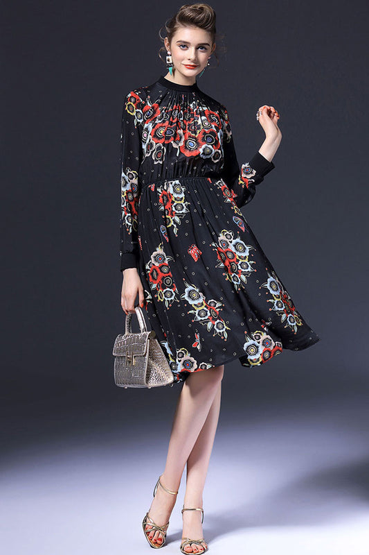 Big Floral Pattern Dress - NJOYDRESS - 1