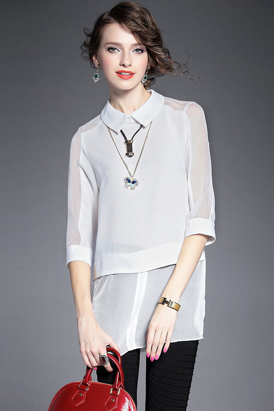 Women's Grace Fit Relaxed Shirt Round Neck - NJOYDRESS - 1