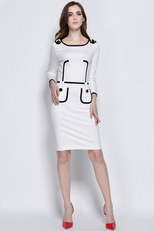 EMPIRE WAIST WEAR TO WORK ELEGANT LONG SLEEVE SLIM DRESS