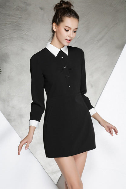 Women's Casual Wear to Work Dress Polo Neck 9 Sleeve Slim Dress
