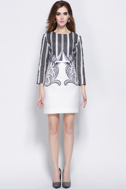 WOMEN'S PRINTING ELEGANT WEAR TO WORK ROUND NECK SHOR DRESS