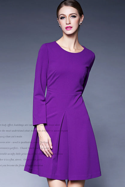 FORMAL WEAR TO WORK SLIM ELEGANT ROUND NECK LONG SLEEVE DRESS
