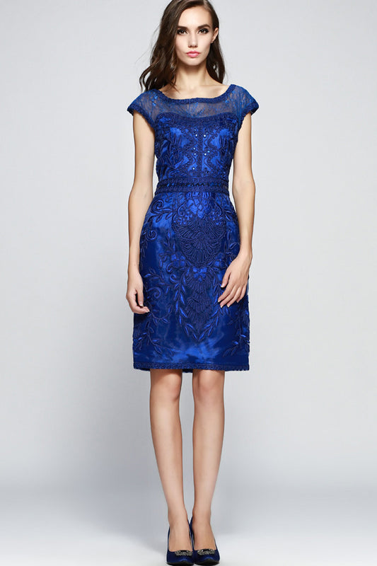 See Through Mesh Floral Embroidered Slim Dress