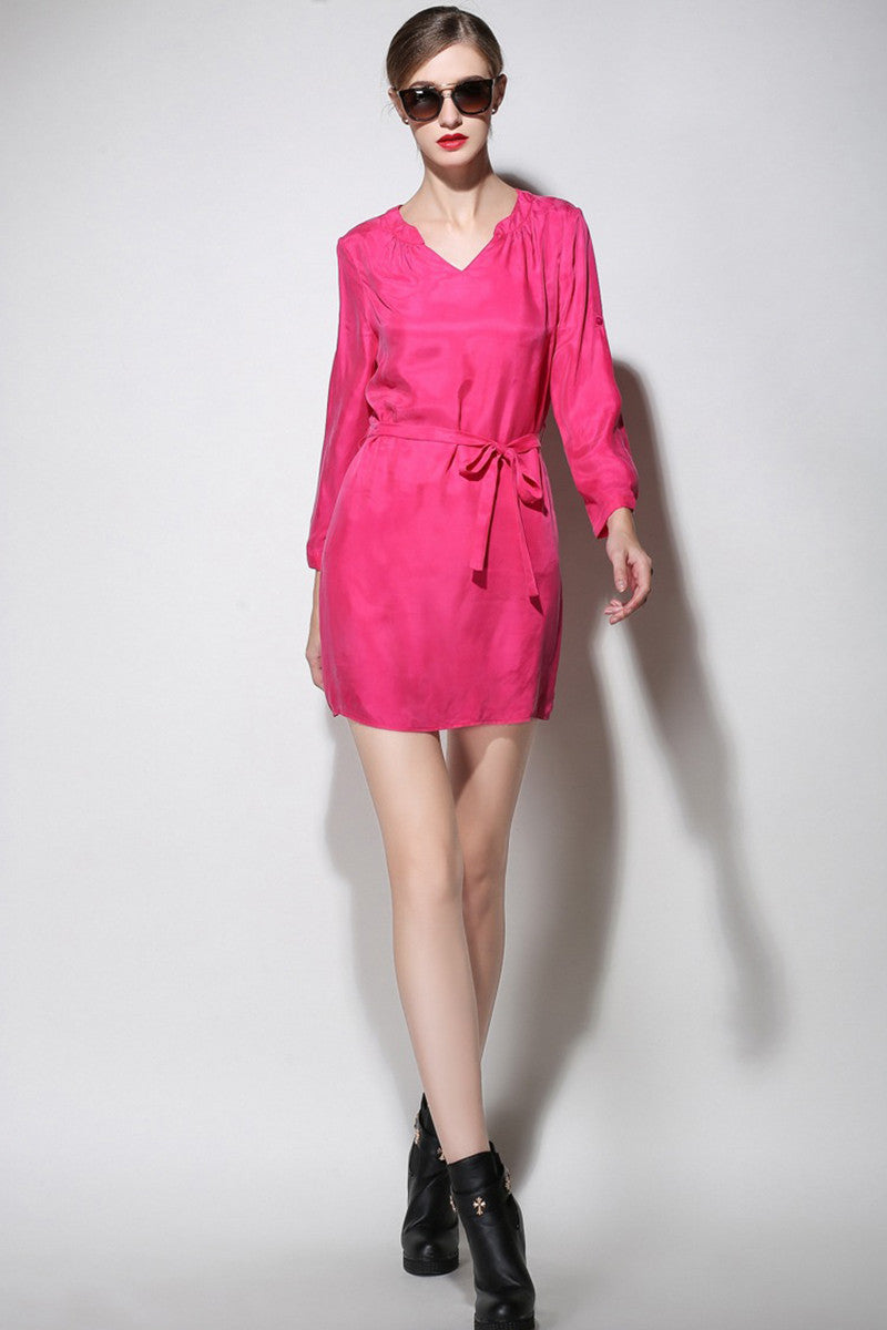 Roll-Up Sleeve Pullover Dress