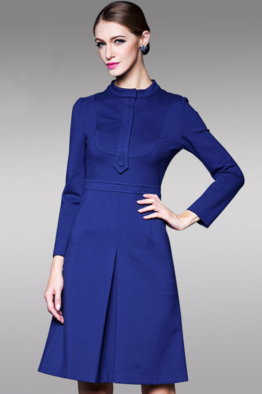 WOMEN'S ROUND NECK 9 SLEEVE WEAR TO WORK FORMAL MIDI DRESS