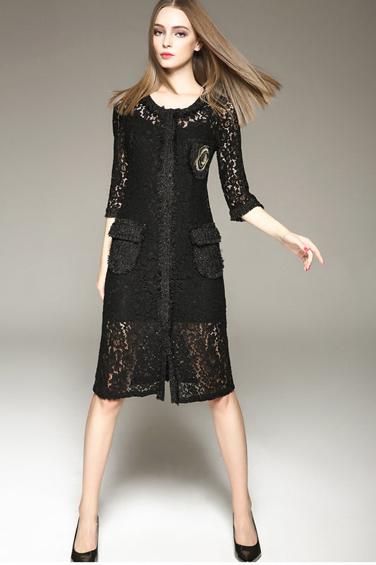 Full Peony Lace Button Down Shirt Dress With Sundress
