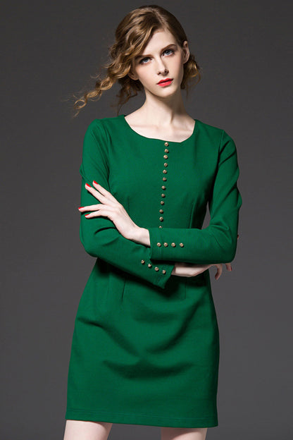 Casual Solid Fit-and-Flared Short Dress