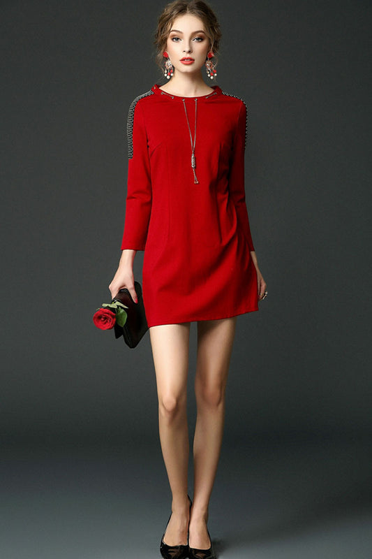 GRACE ROUND NECK 9 SLEEVE FORMAL SHORT DRESS