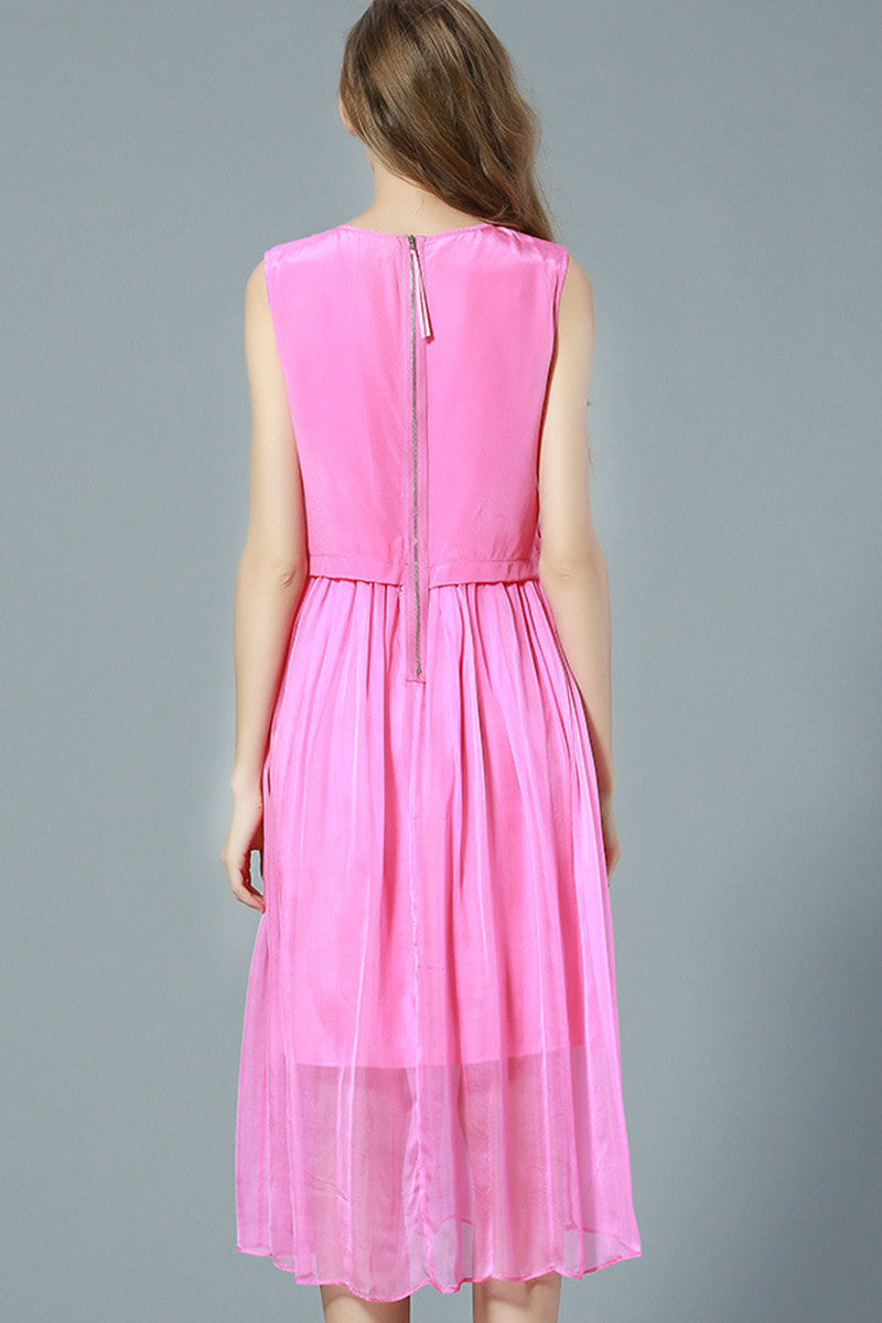 Ribbon With Beaded At Side Causal Dress