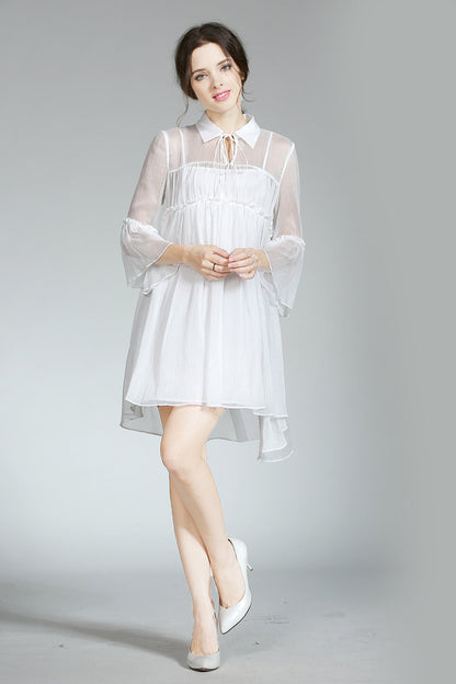 [30% OFF TILL 8 APR] Grace Laple Sheer Chiffon Falbala Sleeve Casual Dress