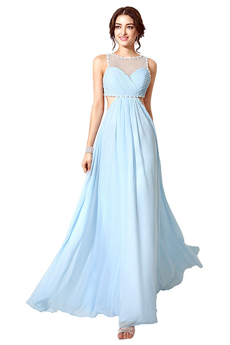 [30% OFF TILL 8 APR] Acrylic Necklace Backless Scoop Waist Maxi Party Dress