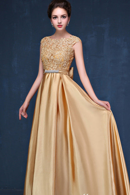Round Collar  Floral Lace Bling Rhinestone Runched Grown Dress