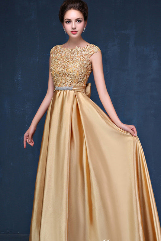 Round Collar  Floral Lace Bling Rhinestone Runched Grown Dress