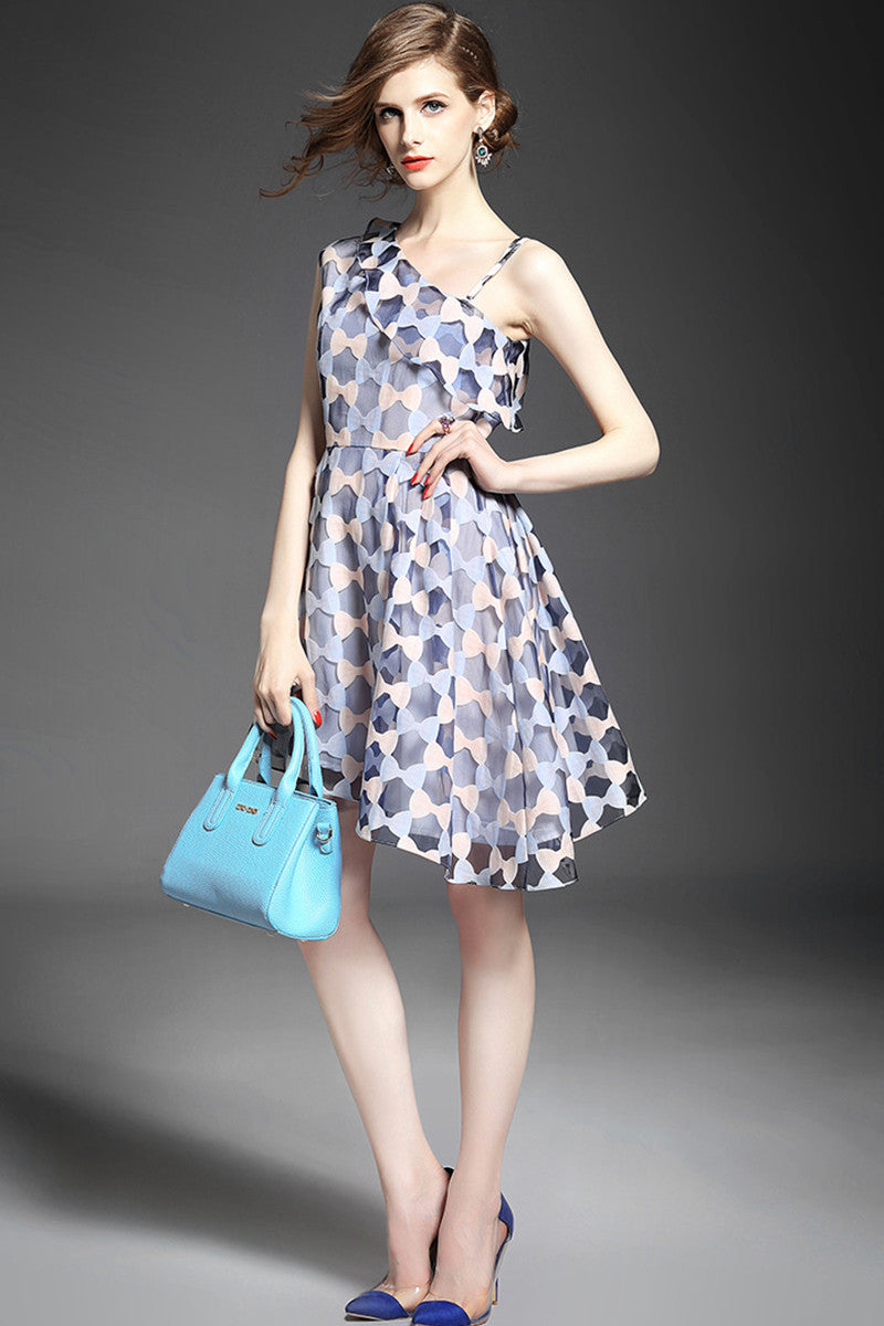 WOMEN'S PRINT AND FLORAL SEXY OFF SHOULDER MIDI DRESS