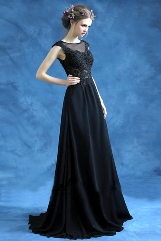 Boat Neck Sequin Lace Illusion Bodice Hollow-Out Back Prom Dress