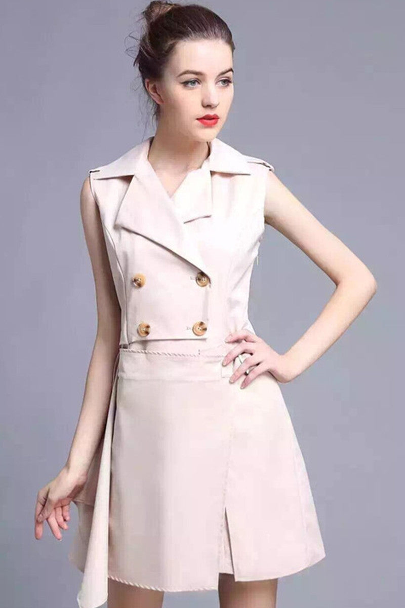 FORMAL SLIM WEAR TO WORK LAPEL GRACE SLEEVELESS DRESS