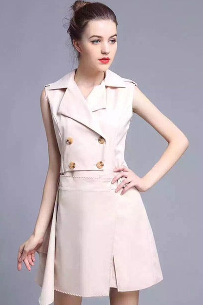 FORMAL SLIM WEAR TO WORK LAPEL GRACE SLEEVELESS DRESS