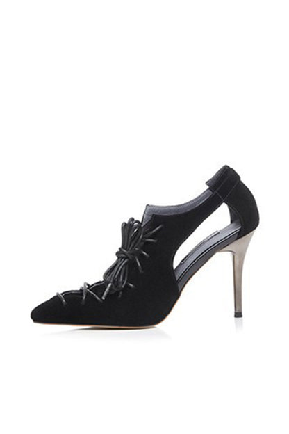 Caged Faux Suede Stilettos