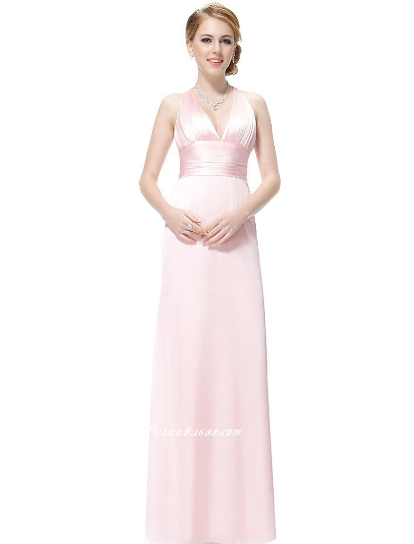 Deep V Neck Empire Waist Slim Cross Back Slim Dress Gown
