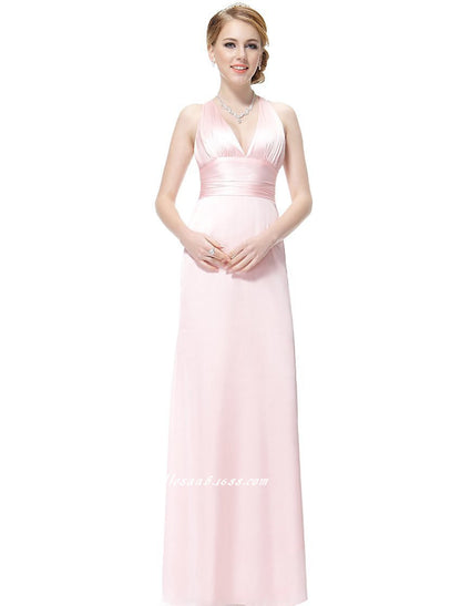 Deep V Neck Empire Waist Slim Cross Back Slim Dress Gown