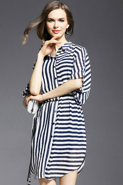 [30% OFF TILL 7 APR] Casual Stripe Irregularity Loose Mini Dress
