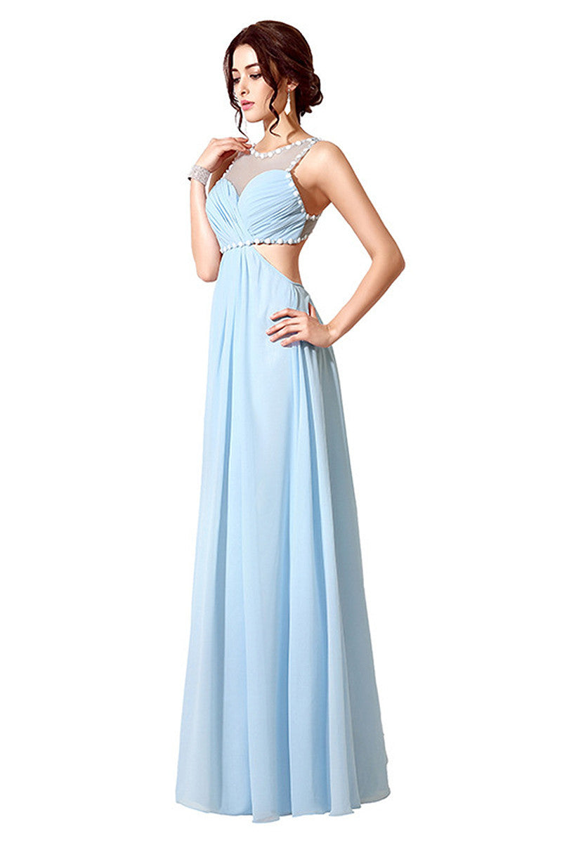[30% OFF TILL 8 APR] Acrylic Necklace Backless Scoop Waist Maxi Party Dress