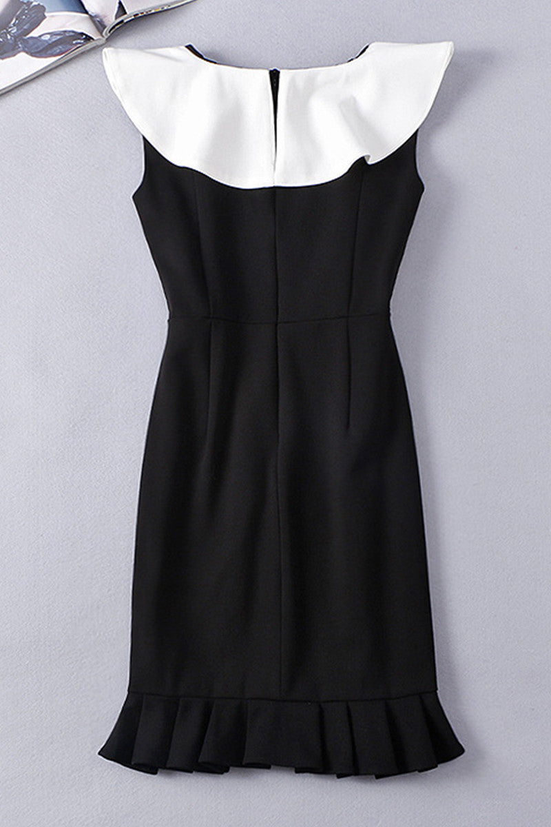 WOMEN'S ELEGANT SHORT DRESS ROUND NECK MIDI DRESS