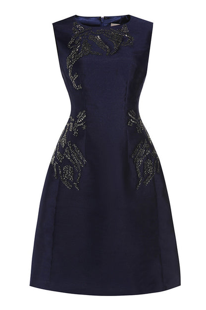 Round Collar Beaded Applique Full Dress