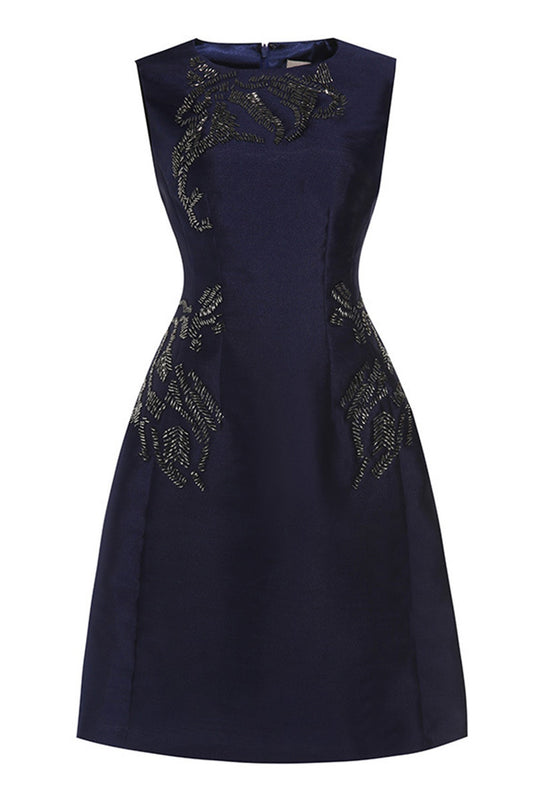 Round Collar Beaded Applique Full Dress