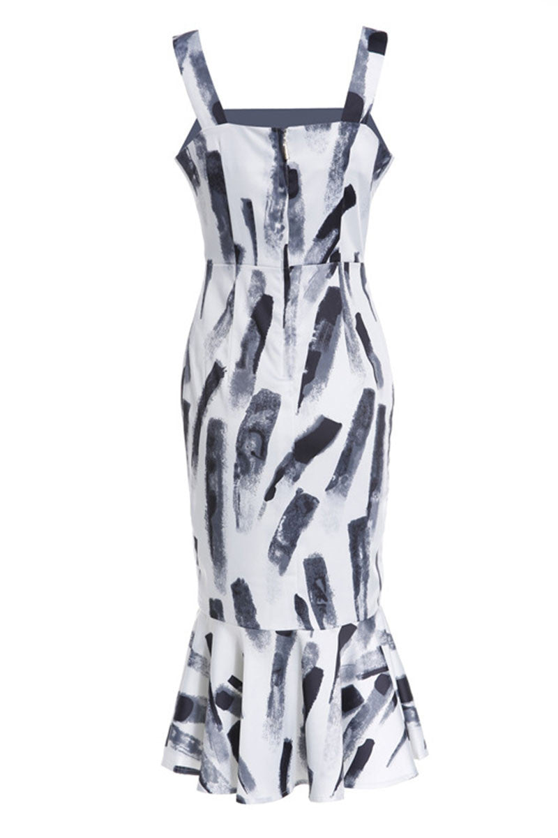 [30% OFF TILL 7 APR] Strap Low Cut Maxi Fishtail Cocktail Dress