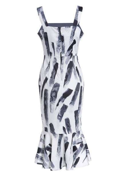 [30% OFF TILL 7 APR] Strap Low Cut Maxi Fishtail Cocktail Dress