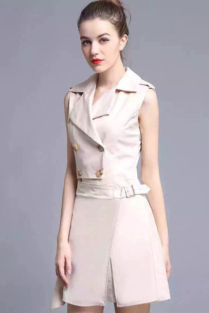 FORMAL SLIM WEAR TO WORK LAPEL GRACE SLEEVELESS DRESS