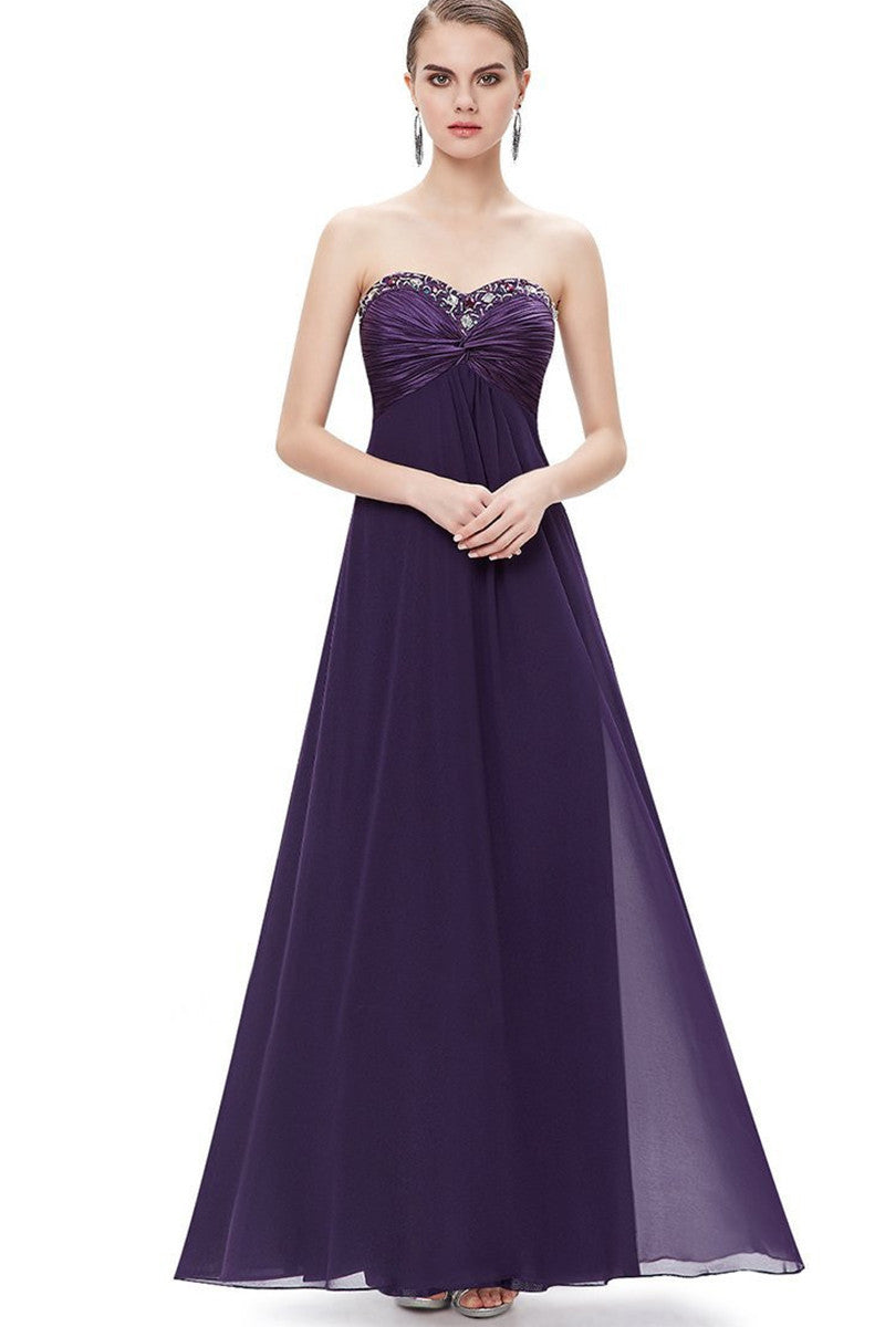 Strapless Sweetheart Rhinestone Ruffles Long Dress Gown
