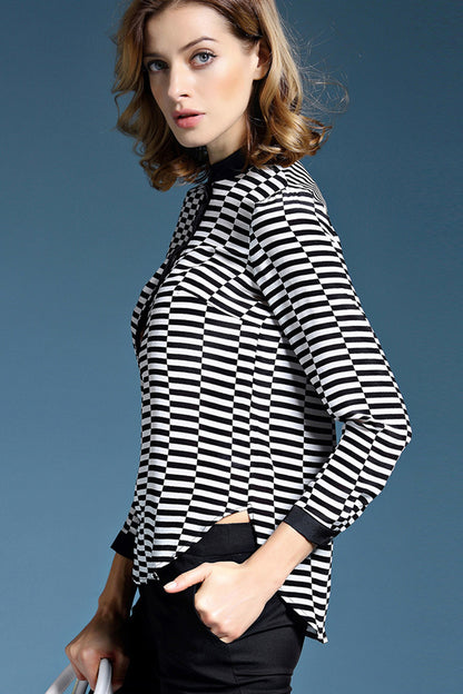 Round Bottom Stripe Casual Top