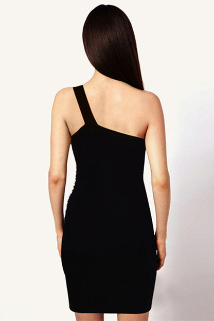 Bead One Shoulder Slim Waist Line Club Dress