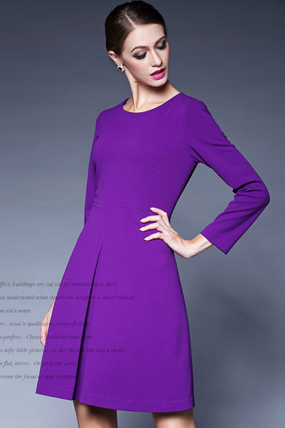 FORMAL WEAR TO WORK SLIM ELEGANT ROUND NECK LONG SLEEVE DRESS