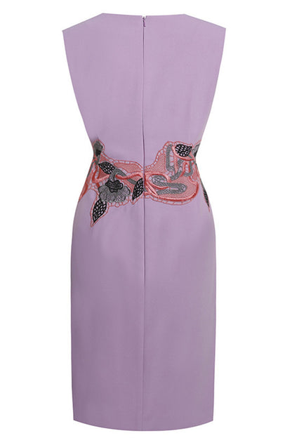 Round Collar  Embroidery Slim Wrap  Dress