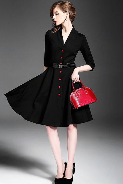 WOMEN'S ELEGANT SLIM V NECK THIN WEAR TO WORK FORMAL DRESS