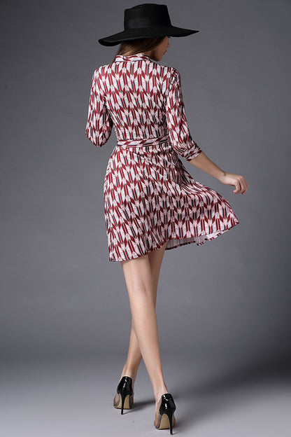 Pintuck  Shirtdress With Bow Tie On Neck