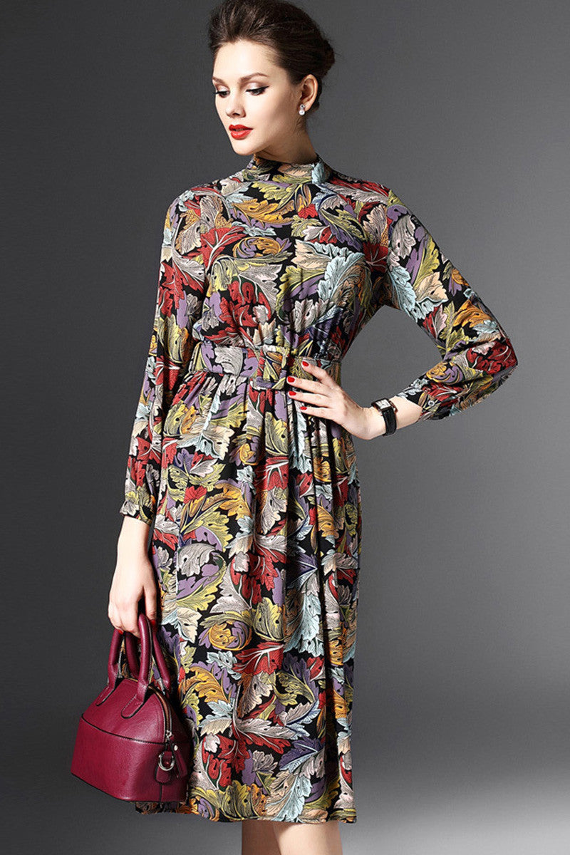 Multi Color Leaf Shade Dress - NJOYDRESS - 2