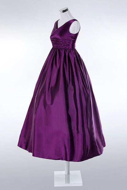 V Neck Emipre Waist Runched Backless Gown Dress