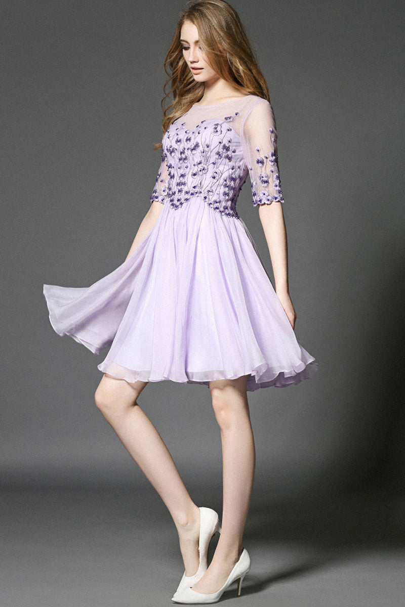 Rosette With Beaded Lace Bridesmaid Lace Dress