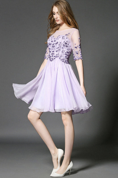 Rosette With Beaded Lace Bridesmaid Lace Dress