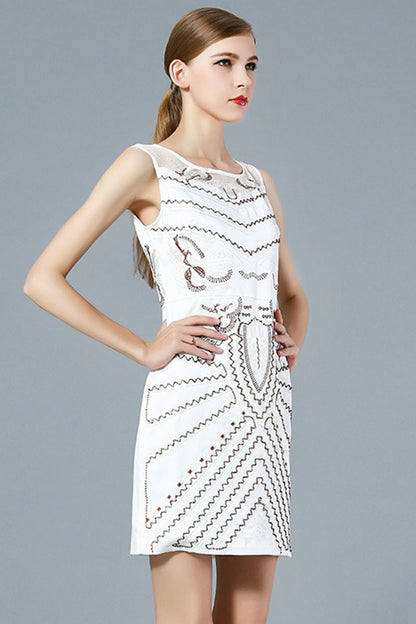 Sheer Mesh Embroidery Slim  Pencil Dress