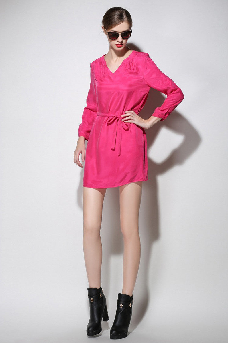Roll-Up Sleeve Pullover Dress